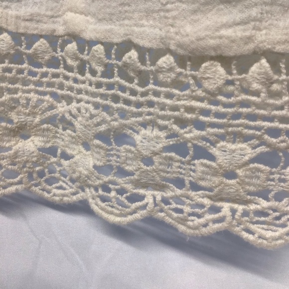 Billabong boho white cotton blouse peasant blouse with long sleeves crochet trim - Picture 8 of 16